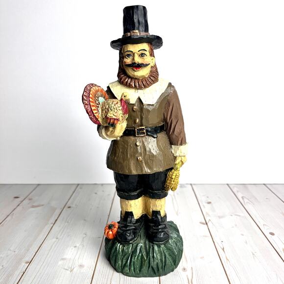 World Bazaars Harvest Collection Pilgrim Man Figurine Turkey Corn Thanksgiving - Picture 2 of 7
